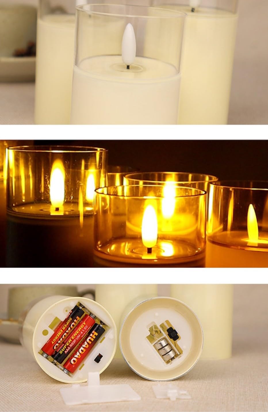 Acrylic LED Pillar Candles - Flameless & Smokeless -4 Acrylic LED Pillar Candles - Flameless & Smokeless -4
