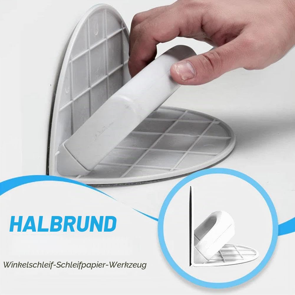 Trockenbau-Eckschleifer, rechtwinklig, halbrund, Winkelschleifwerkzeug + 10 Schleifpapier, Handschleifer für Eckwandreinigung und Polieren
