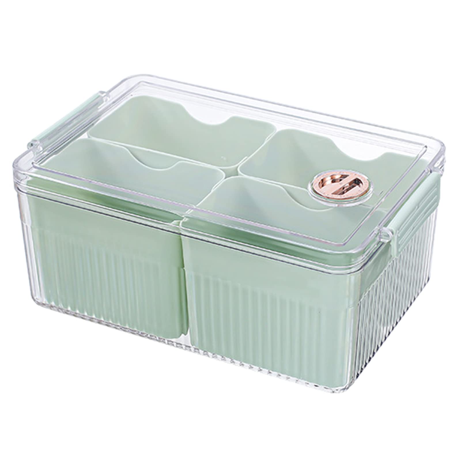 Tsophreniq 4 Grid Divider Refrigerator Storage Box with Lid Multifunction Container Household for Biscuit Beard Small Refrigerator Storage Box