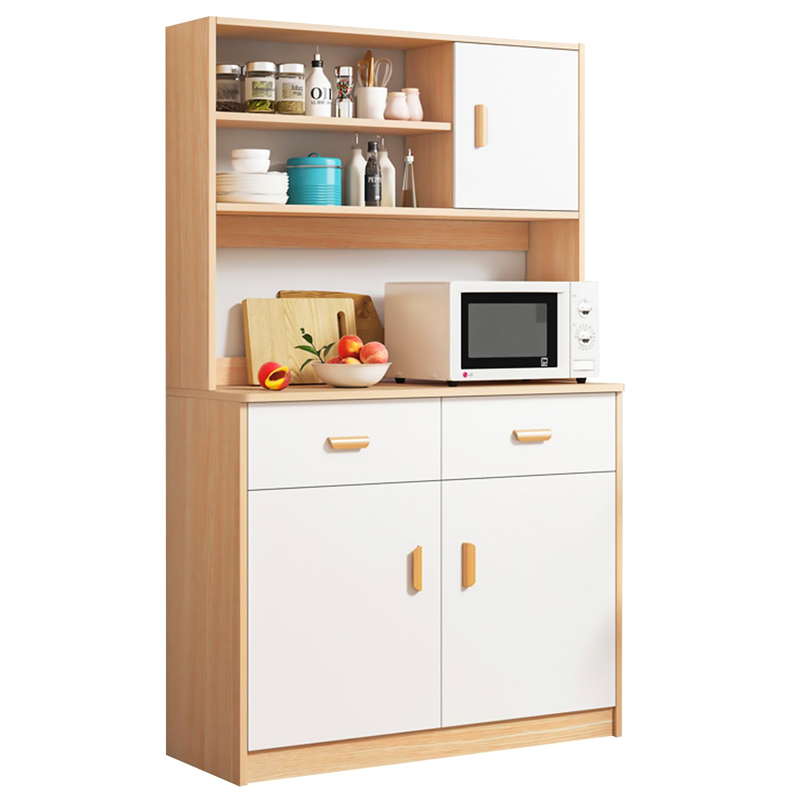 Beauenty Sideboard Buffet Cabinet, Coffee Bar Cabinet, Buffet Sideboard, 2 Drawers & 3 Doors Sideboard Functional Kitchen Cabinet for Office, Dining Room, Living Room (Style 3)