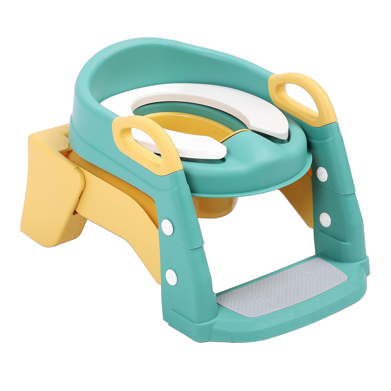 Potty Training Seat with Step Stool 3 in 1 Folding Anti Slip Ladder Toilet for Kids Toddlers Boys Girls Green PU High Density Material