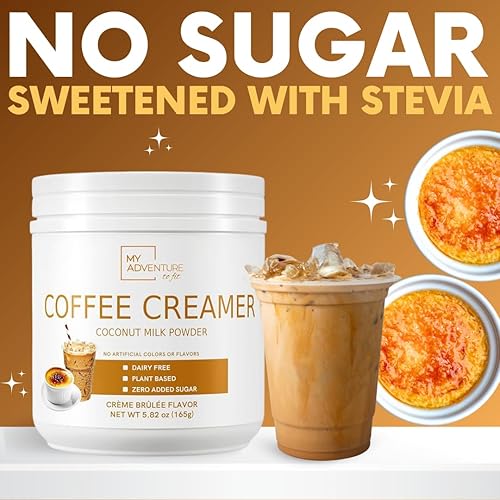 Miniatura 8 de Crema de café en polvo sin lácteos, crema en polvo sin azúcar para café caliente o helado, crema keto para mujeres y hombres, crema de coco baja en