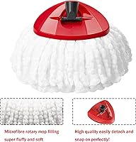 Vista 4 de Juego de Repuesto para Trapeador Giratorio - 4 Cabezales de Microfibra, Base, Mango de 30-58'' Compatible con OCedar EasyWring - Blanco