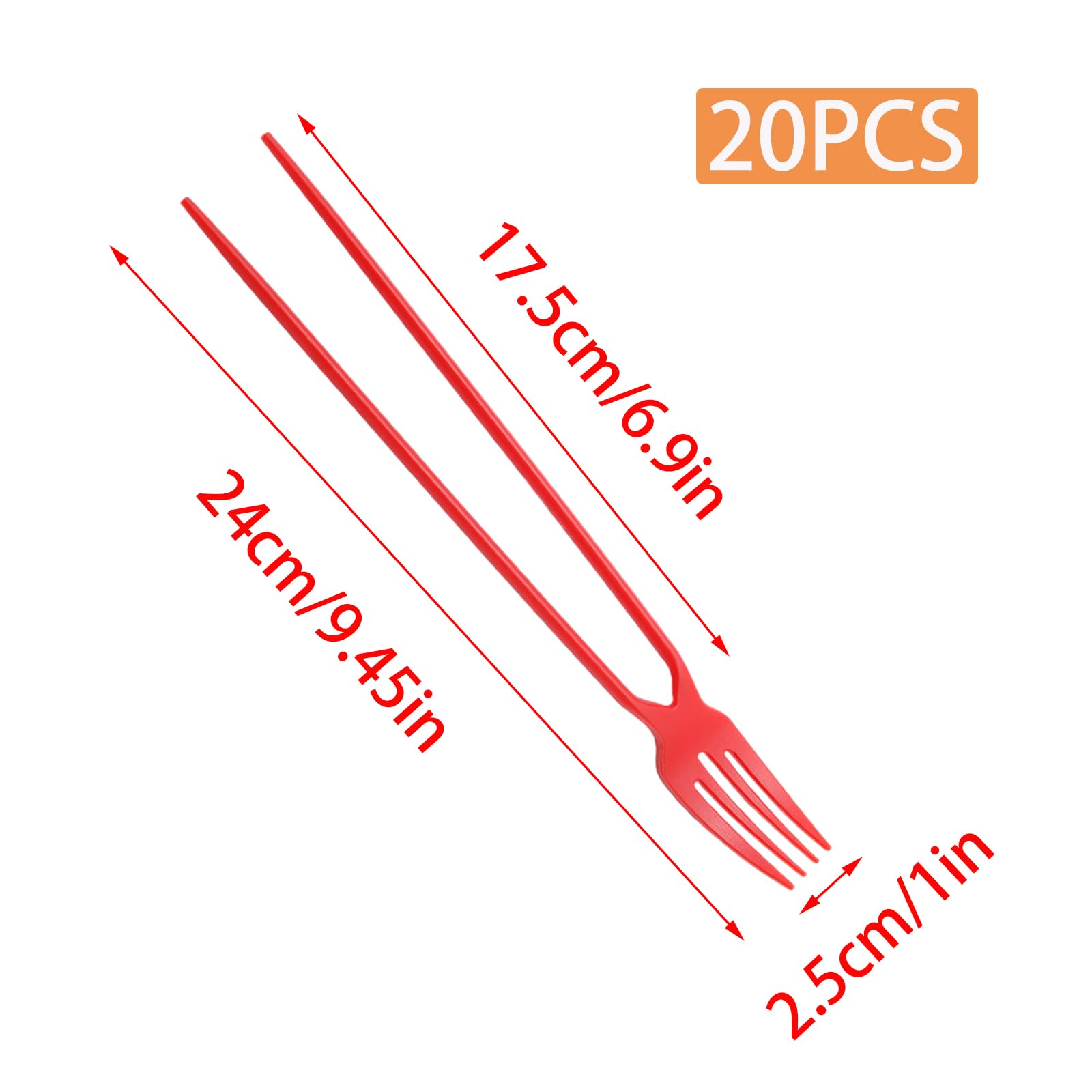 Red Chopstick Fork Combo - 20 Piece Set -2