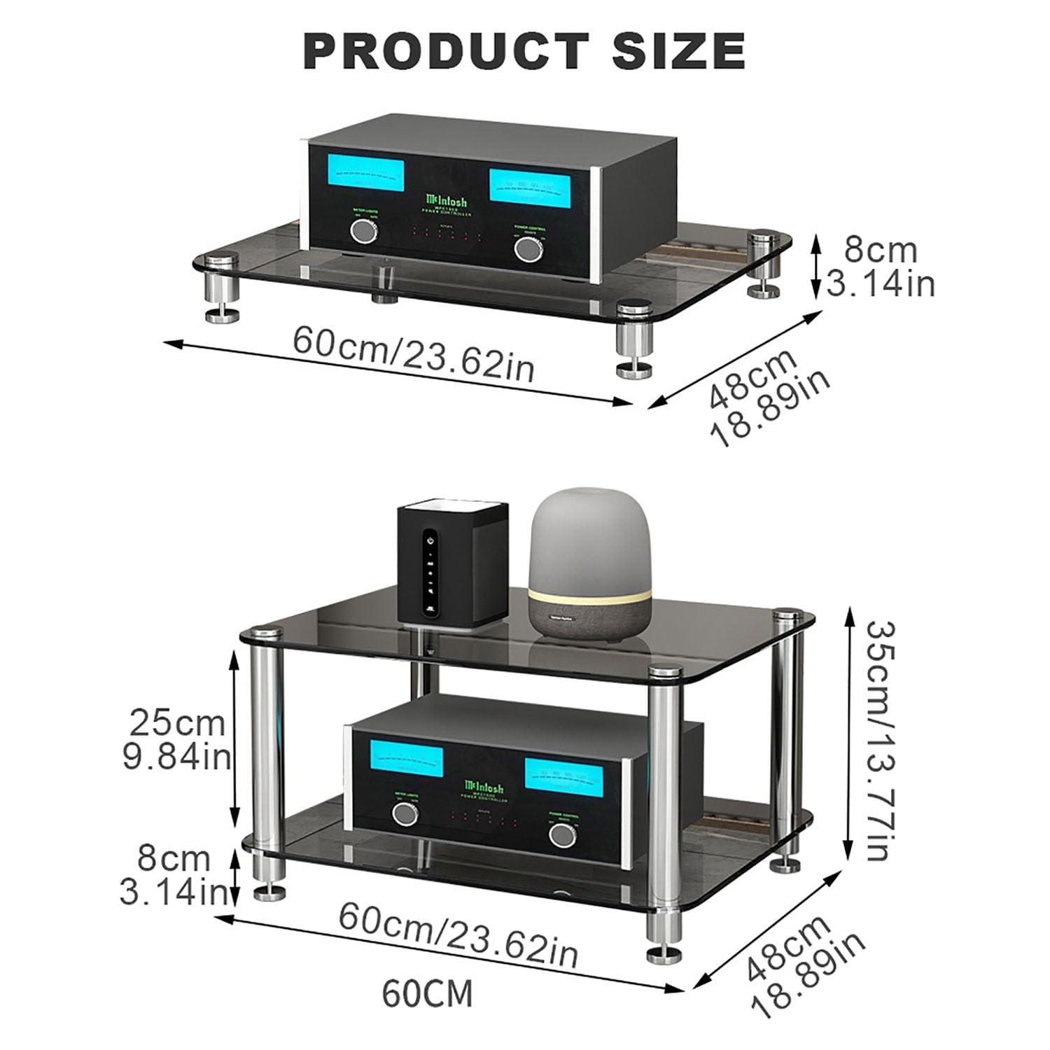 Porta CD e Dvd Grigio Chiaro, salvaspazio per Console di Gioco e apparecchiature Audio/Video. Facile da Montare, mensola angolare Perfetta per Soggiorno e Camera da Letto. Dimensioni: 60x48x