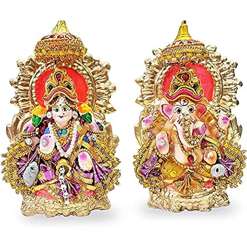 Estatua de arcilla Lakshmi Ganesha de 5.5 pulgadas Cover