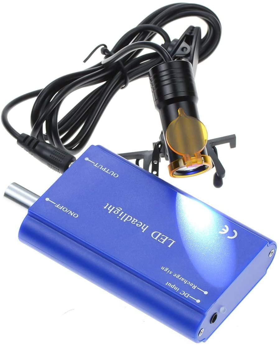 TopSeller ライト ランプ クリップ式ライト 5W 腰に掛ける電池 強力タイプ 精度高い 普通メガネ用 充電式 クリップクランプ フィルター付き 装着便利 収納ケース付き (青)