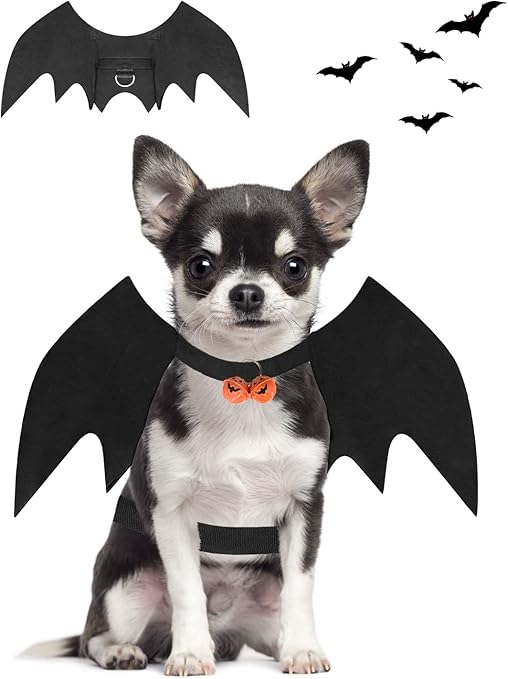 Halloween Dog Bat Wings Costume, Pet Halloween Cosplay Party Dress Up Costume for Small Dogs and Cats(S) Black