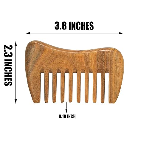 Miniatura 2 de Moreinday Peine de madera con dientes anchos, peine desenredante de sándalo para hombres y mujeres