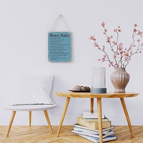 Miniatura 2 de Letrero colgante de madera con reglas de la casa, decoración del hogar, arte de pared para sala de estar, cita inspiradora para la familia, letreros