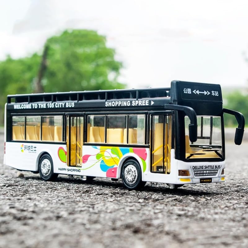 Image of DEOXY Tour Bus Toys for Kids Diecast Metal Bus Light & Music Open Door Collection Toys for Boy Kids (6019B Yellow)