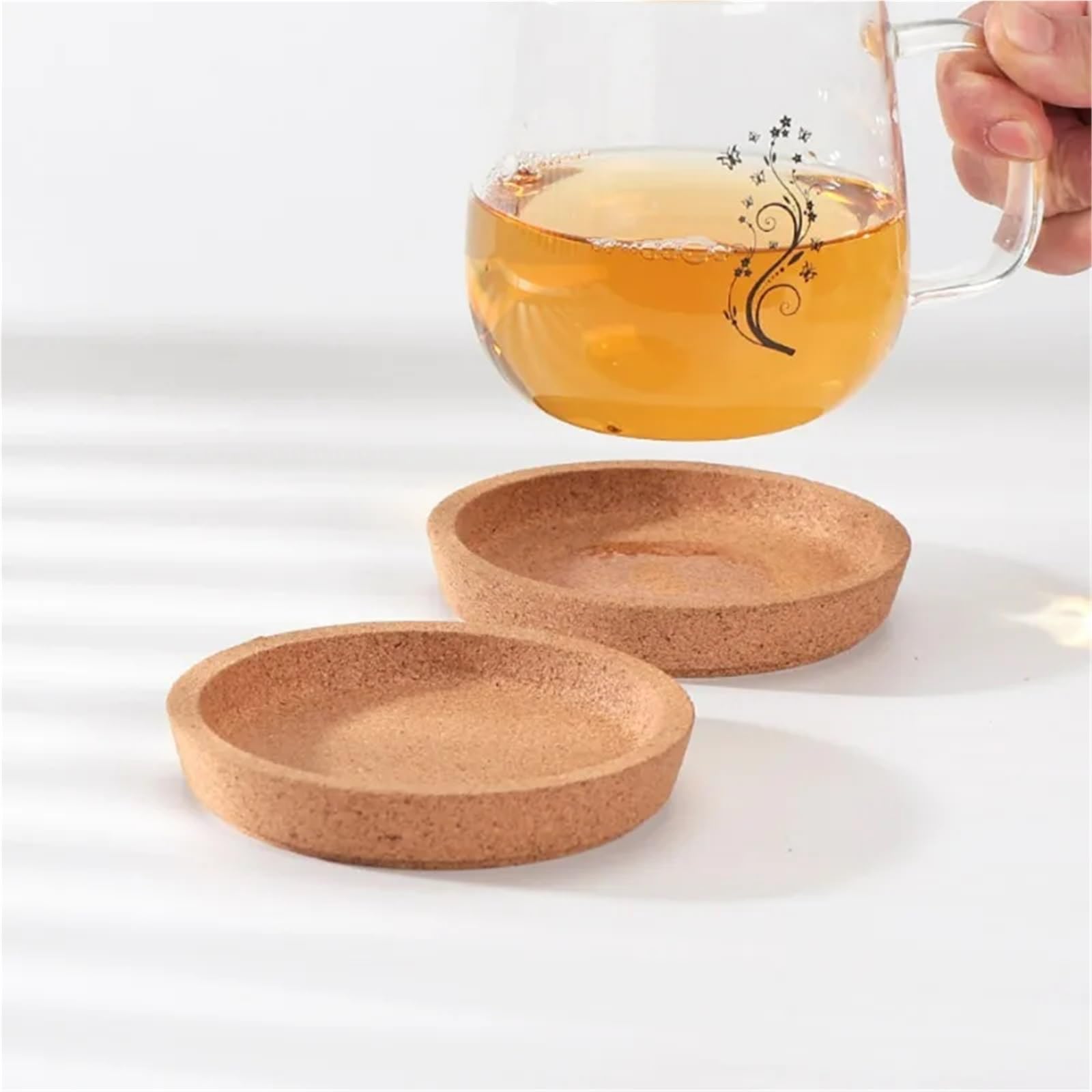 30 sottobicchieri rotondi antiscivolo in sughero, resistenti al calore, perfetti per casa e cucina, cuscinetti isolanti ecologici per caffè, tè e bevande