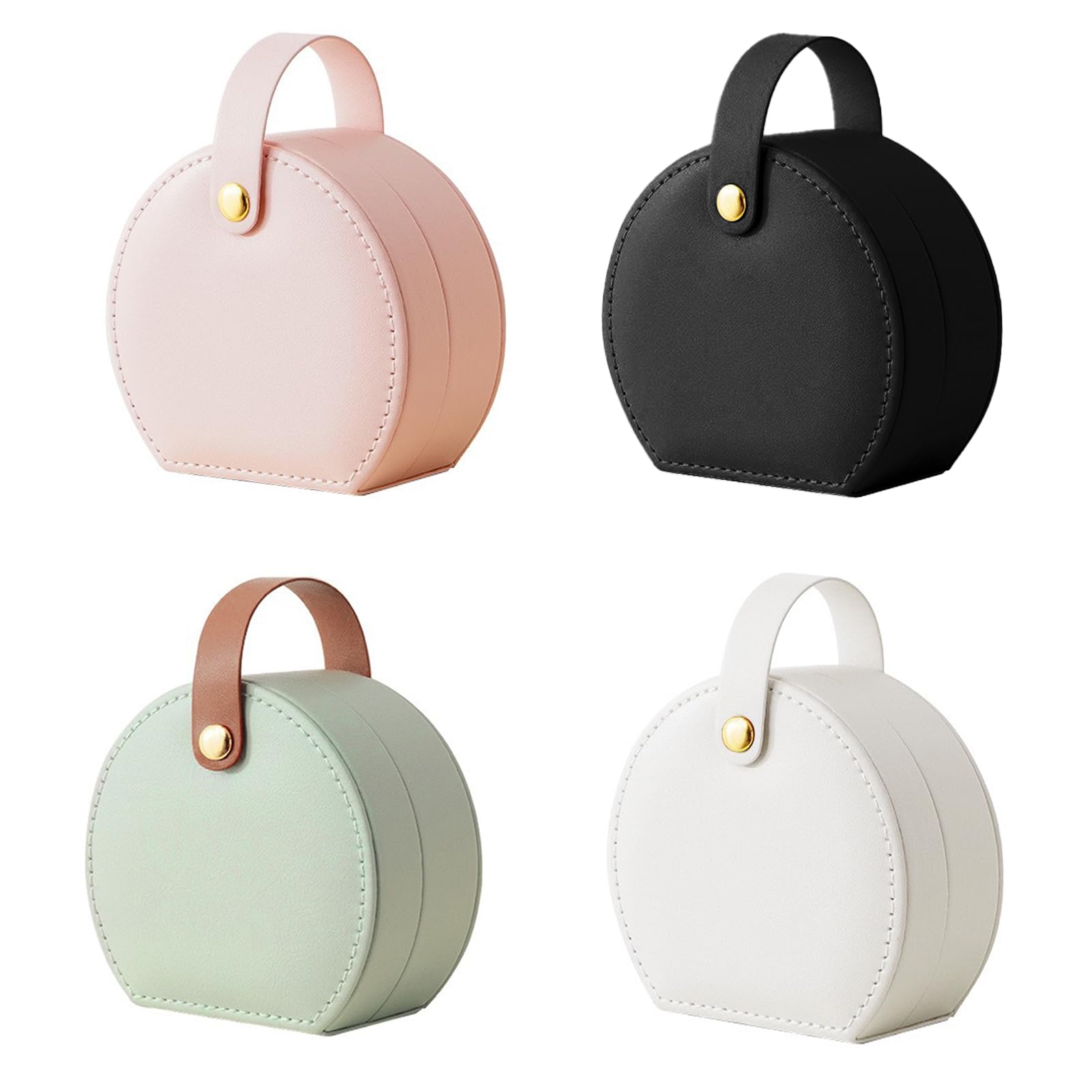 Boite a bijoux femme de voyage le lot de 4 mini boites rondes pour vos weekends et vacances