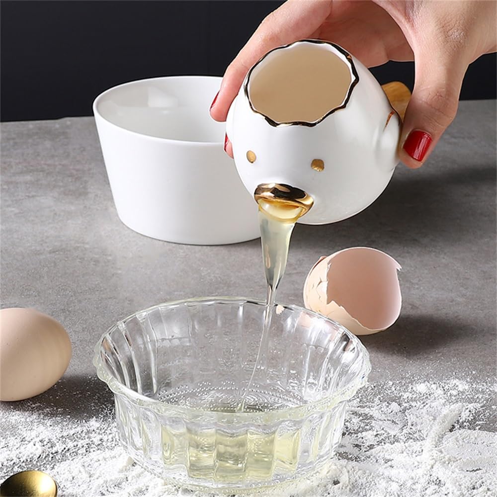 Separador De Huevos Para Cocina Separador de proteína de clara de huevo de cerámica creativo, filtro de líquida de huevo for el hogar(Color:White)