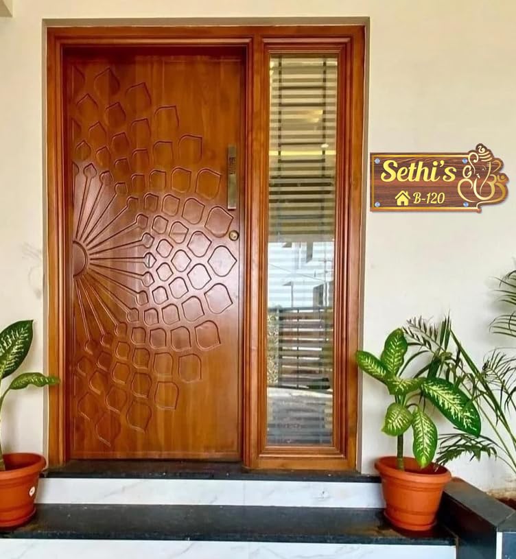 Image of DON'T JUDGE ME Home Entrance Name Plate, Name Plate for Home Entrance | Round Shape | Colour :-Gold And Black | Material:- MDF (6 X 12 Inches (Brown))