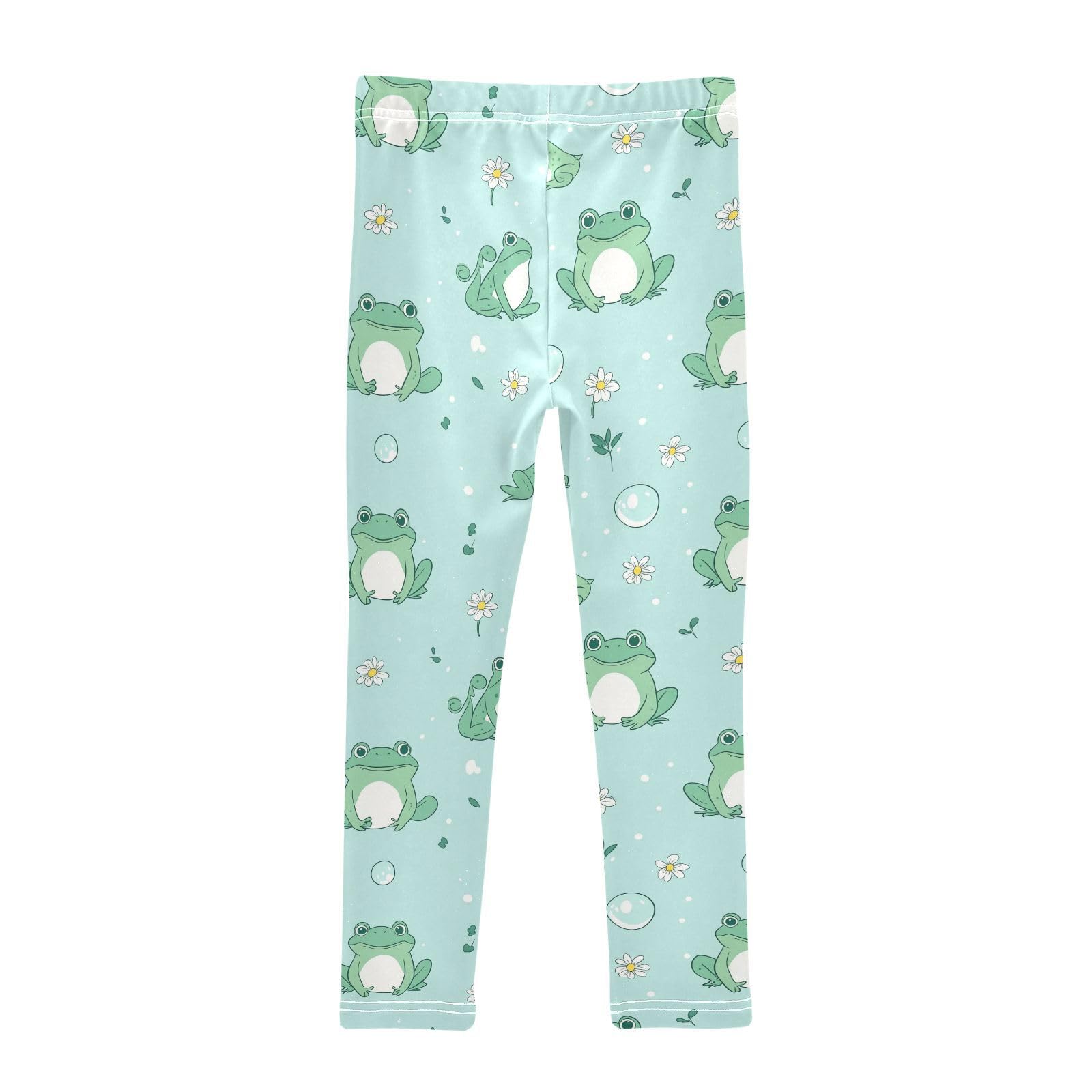 Wusikd Frog Sunflowers Girls' Leggings Toddler Doodles Cute Kids Yoga Pants Dance Active Tights 7-8T Multi