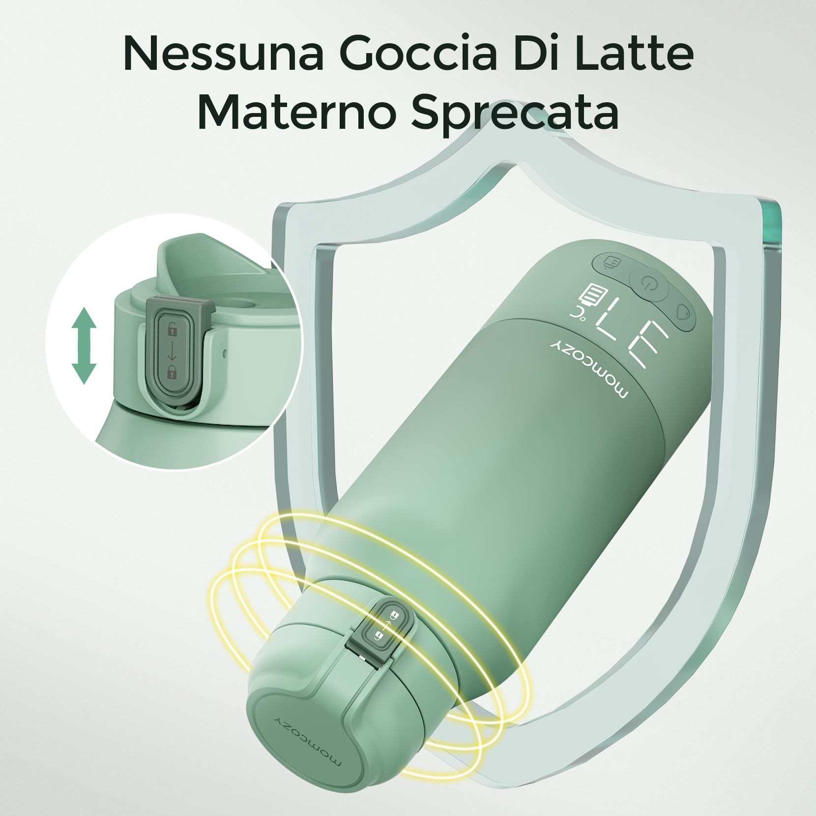 Momcozy Scaldabiberon Portatile, Riscaldamento Rapido e Lunga Durata della Batteria, 2 Modalità per Latte Materno e Acqua, Grande Capacità di 500ml per Tutto il Giorno