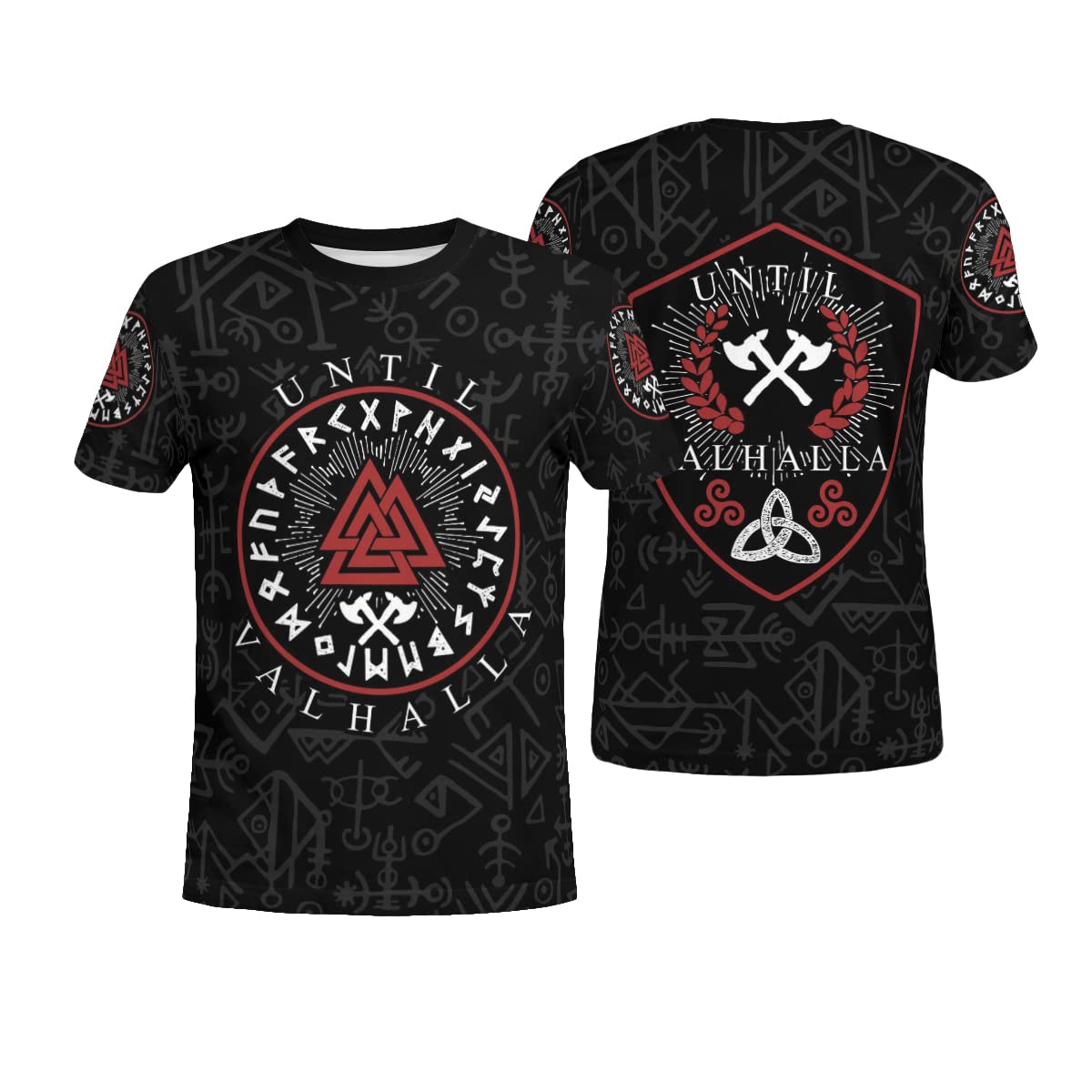 WSXJJ Viking Tattoo Valhalla Skull Sweatshirt Nordic Mythology Print Warrior Hoodie Men Retro Jacket Shirt Pullover,Valhalla Shirt,M