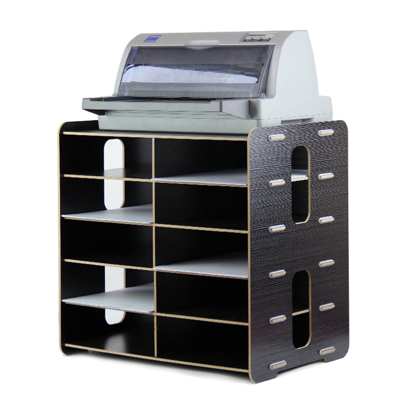 Printerstandaard Bureaustandaard Staffa di storage in legno Stampante a 6 strati Stampante con storage Stampante for pavimenti for la stampante Desktop for l'archiviazione di ufficio e organizzazione