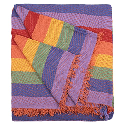 ACCRUX-Colcha Multiusos para Sofa, Cama. Manta Foulard, Cubresofa, Cubrecama Suave y cómodo. Algodón Y Poliester. (180X260CM, Espiga Arcoiris)