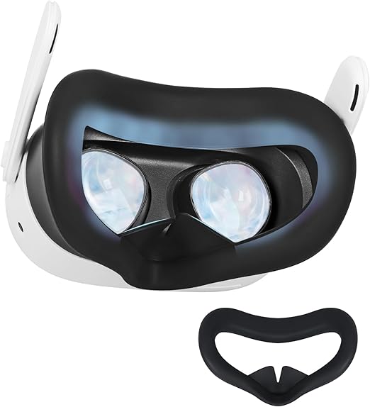 VR Silicone Face Pad for Meta/Quest 3S, Sweatproof Silicone Face Pad for Quest 3S Headset, Washable Lightproof Face Cushion VR Silicone Accessories Compatible with Quest 3S(Black-Q3s)