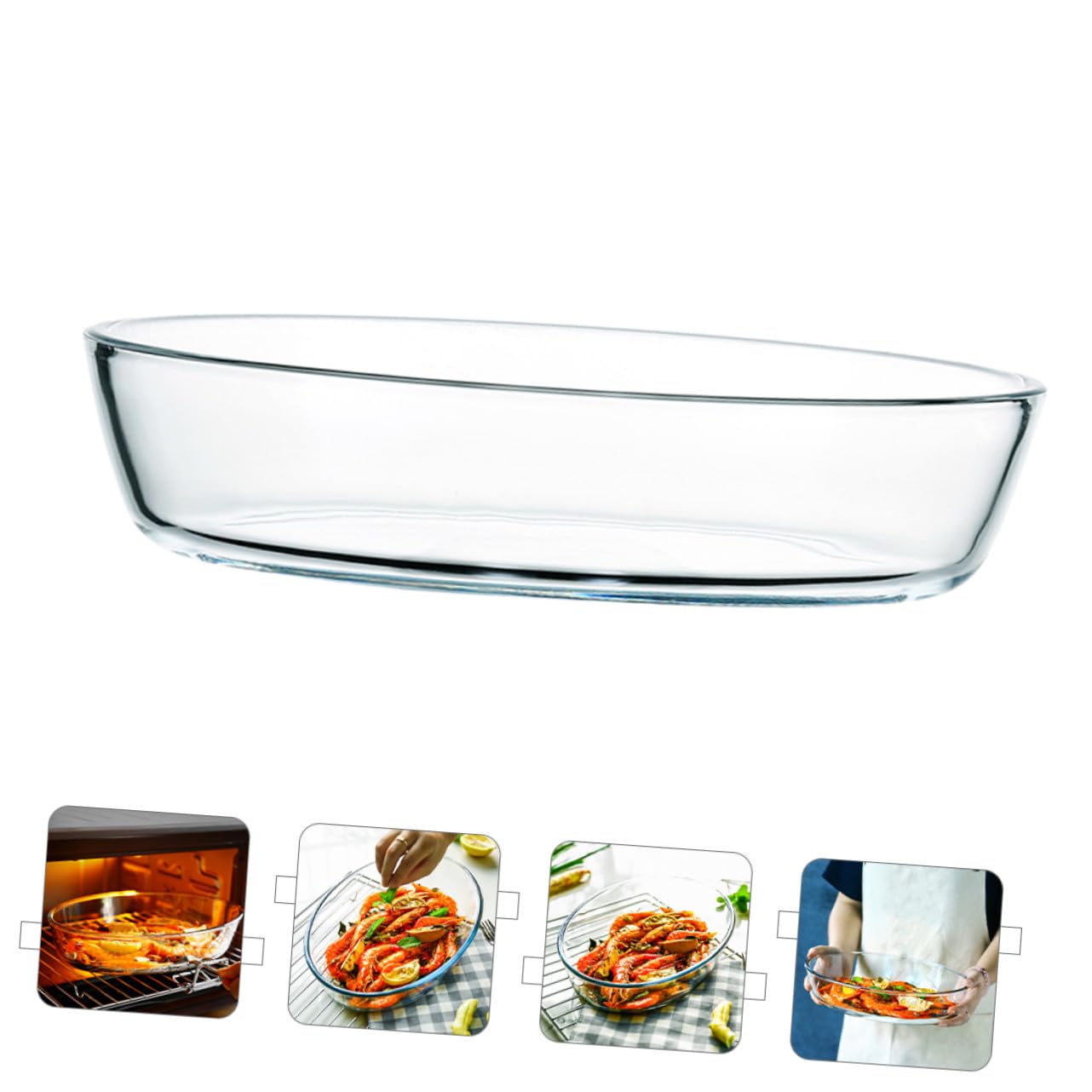 Hohopeti Ovales Glas backblech Hitzebeständig Mikrowellengeeignet Spülmaschinenfest Küchenhelfer für Auflauf Salat Obst Transparent und Glatt