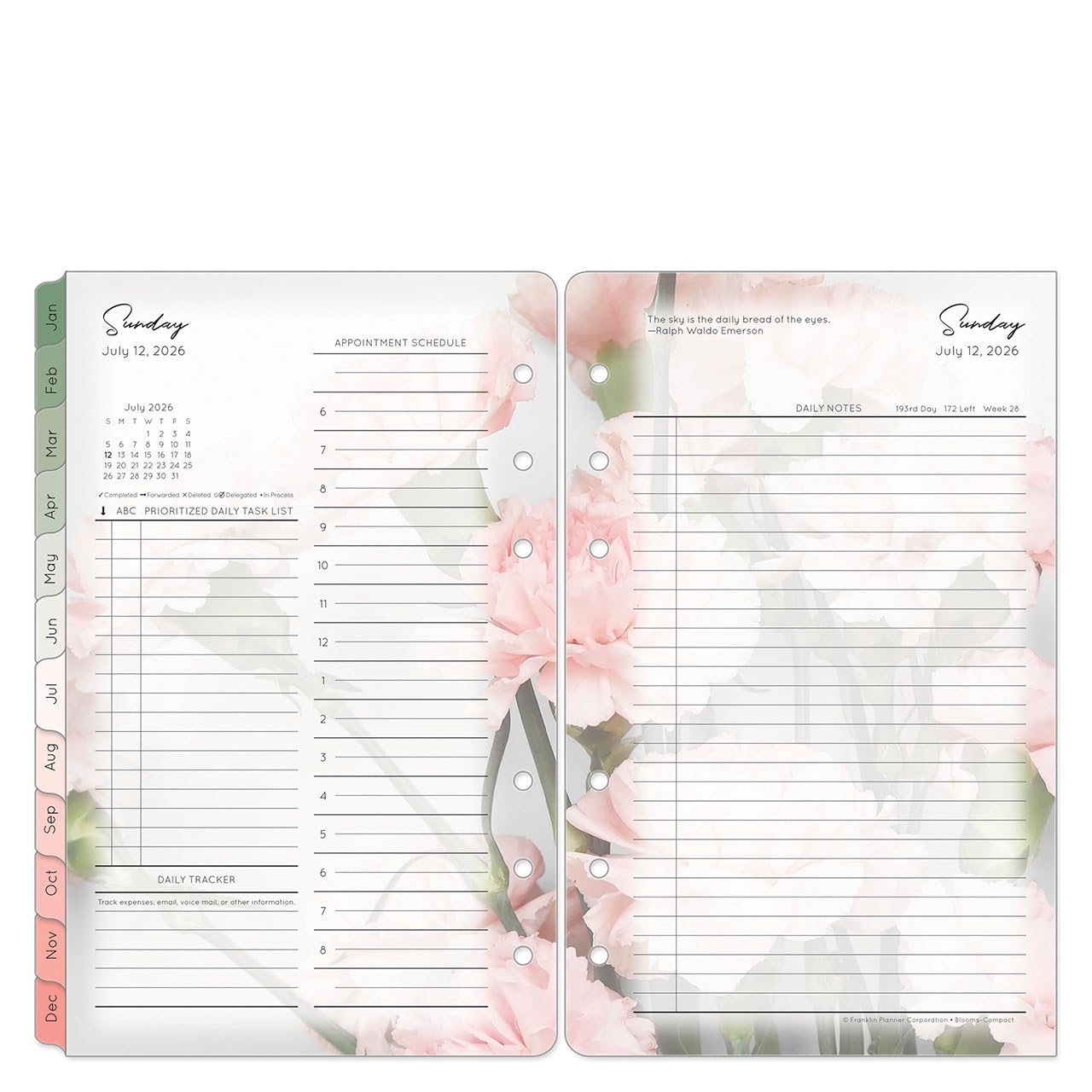 FranklinCovey - Blooms Planner Refill | Two Page Per Day - Ring-Bound (Compact, Apr 2026 - Mar 2027)