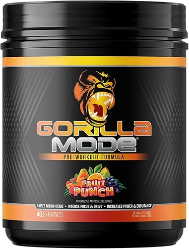 Gorilla Mode - Complemento preentrenamiento Bombas Masivas Enfoque Láser Energía Potencia L-citrulina creatina glycerpump l-tirosina agmatina kanna