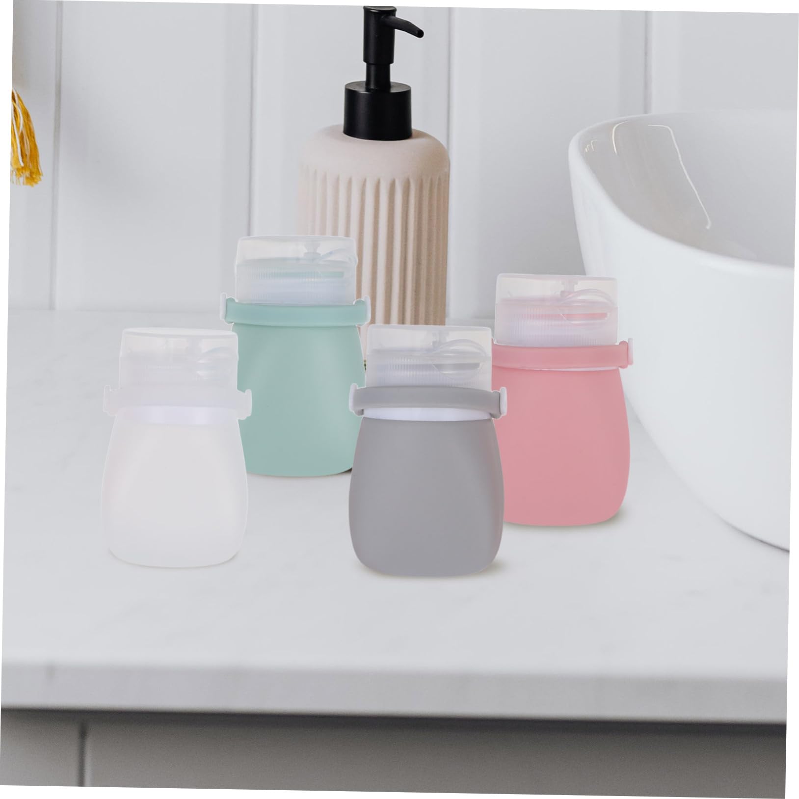 FOMIYES 4 Set Di Flaconi Per Cosmetici Liquidi Da Viaggio Comprimibili Contenitori Di Ricarica in Silicone Per Kit Di Cosmetici Da Viaggio