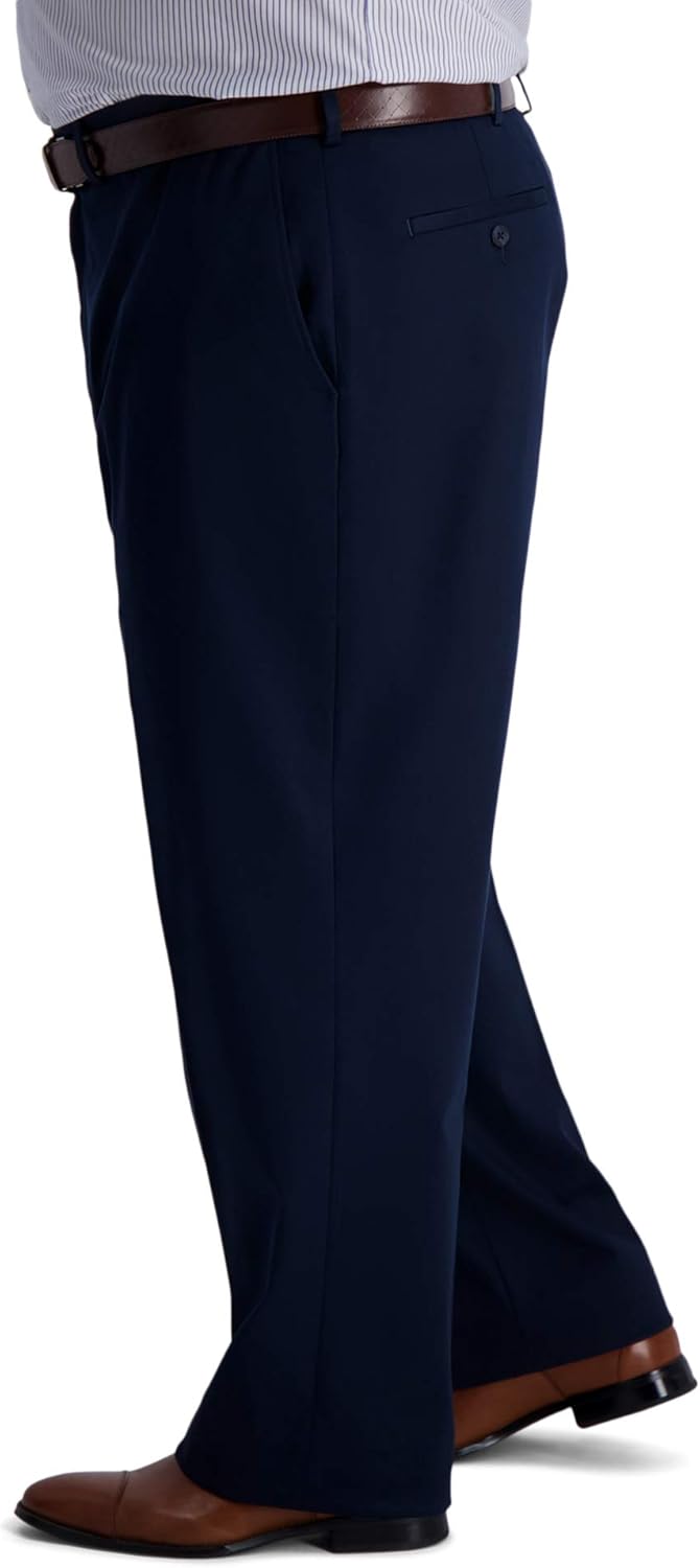 Haggar Men's Iron Free Premium Khaki Classic Fit Flat Front Expandable Waist Casual Pant (Regular and Big & Tall Sizes) - Image 2