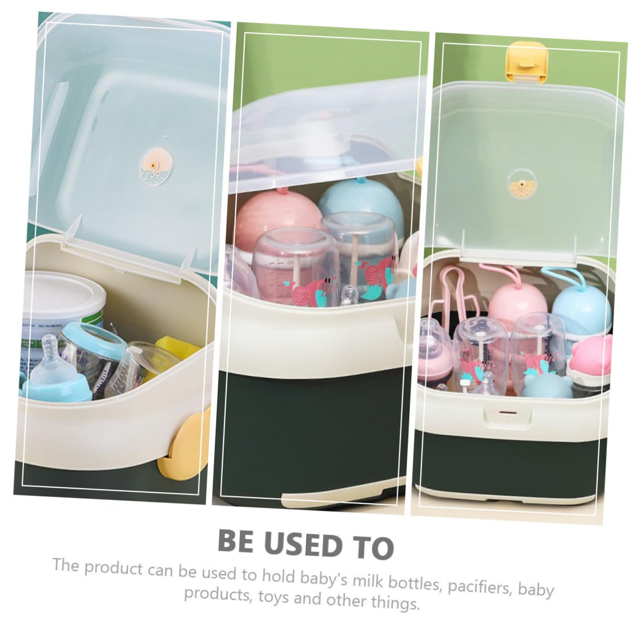 FRCOLOR Babyflaschen Trockenbox Großformat mit Abnehmbarer Abdeckung Flaschenhalter aus Kunststoff Aufbewahrung für Babyflaschen und Zubehör Staubgeschützt für Babypflege