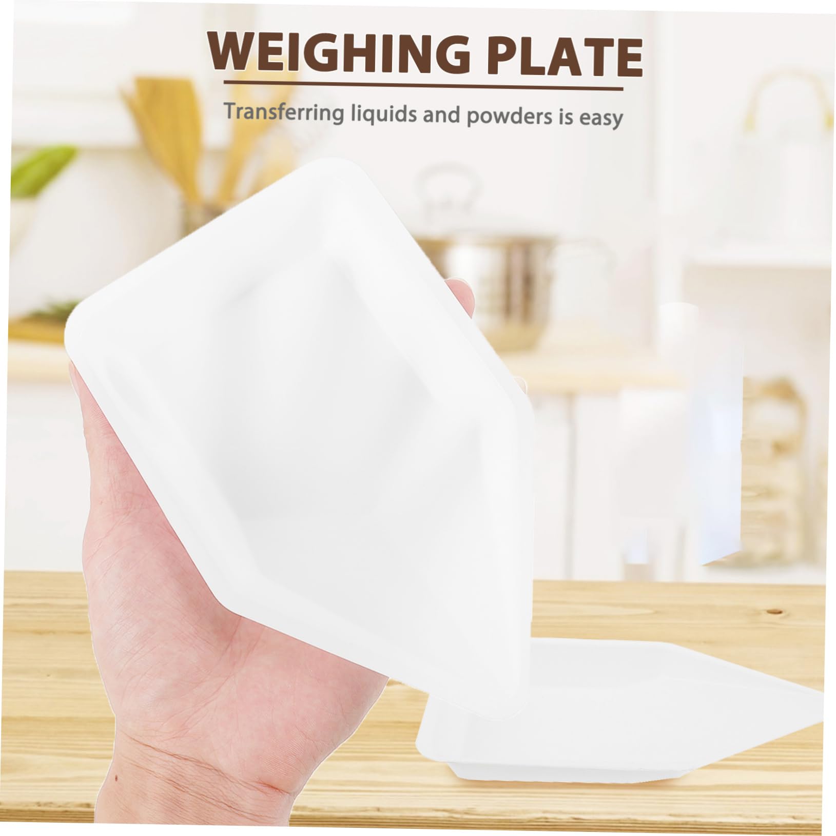KICHOUSE 10pcs Lightweight Weighing Boats Food Safe Weighing Trays for Liquids Solids Powders Flat Bottom for Stacking