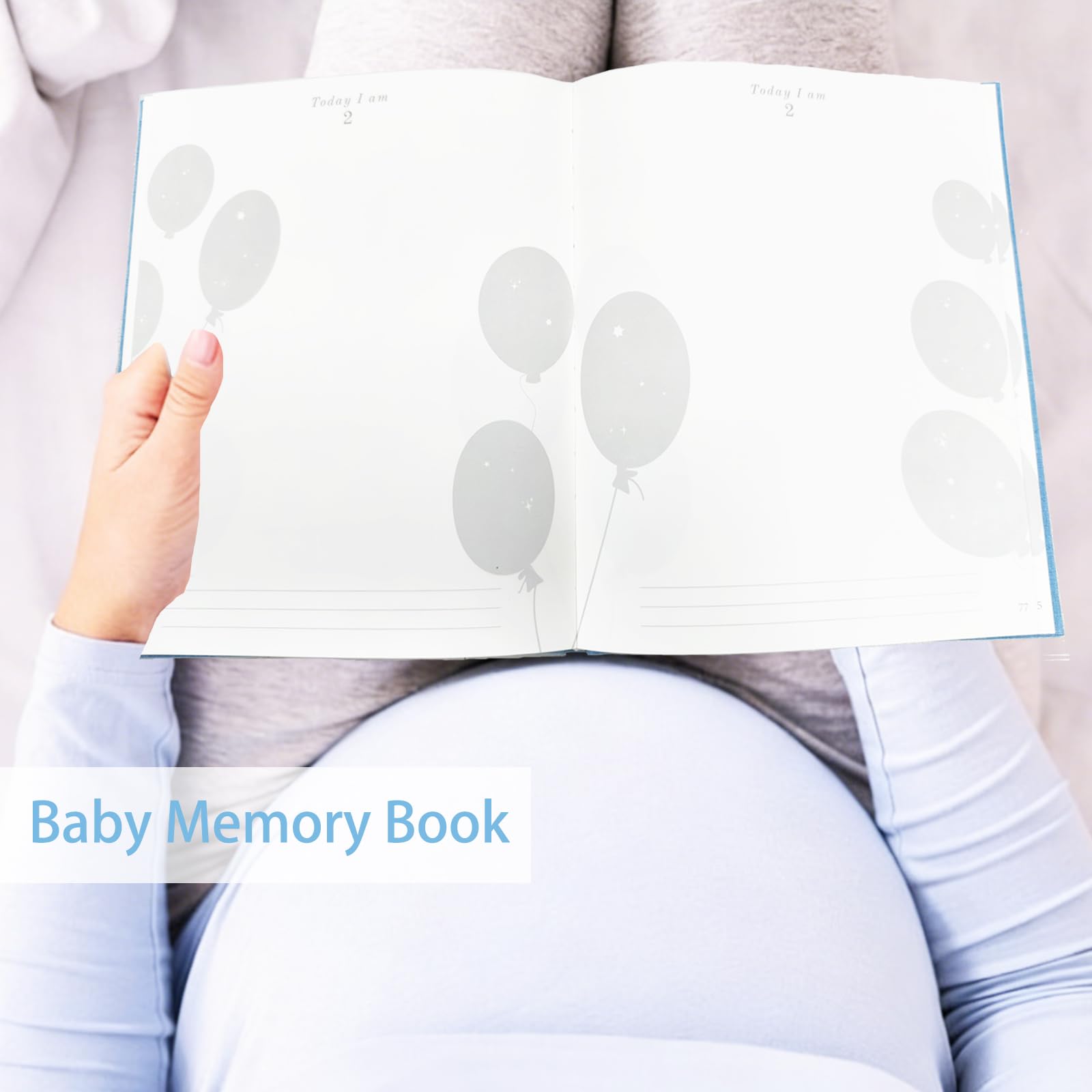 Libro de recuerdos de bebé para niños y niñas, libro de bebé atemporal de los primeros 5 años, registra un hito para cada evento desde el nacimiento hasta los 5 años (112 páginas) (azul)