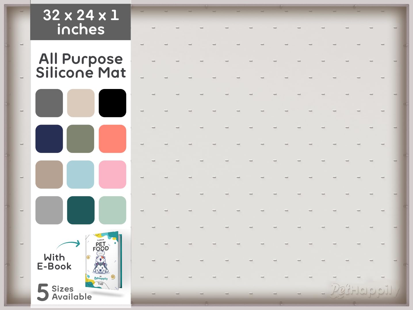 32x24x1” XL Dog Food Mat - All Purpose Under Sink Liner, Washer and Dryer Covers for The Top, Silicone Griddle Mat for Blackstone - Raised Edges Dog