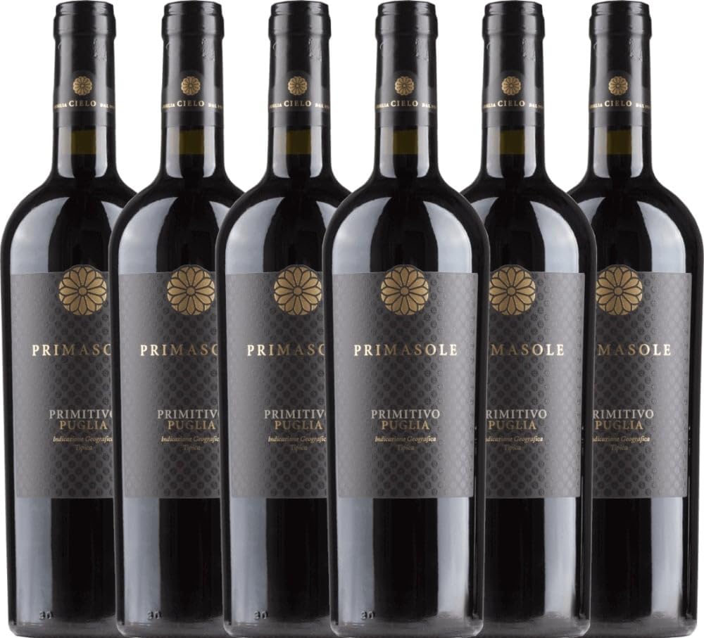 Primasole Primitivo Cielo e Terra VINELLO Weinpaket (6 x 0,75l) inkl. VINELLO.weinausgießer