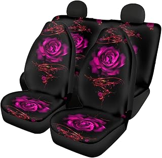 Belidome Juego completo de 4 fundas de asiento de coche de color rosa y rojo y rosa para decoración universal