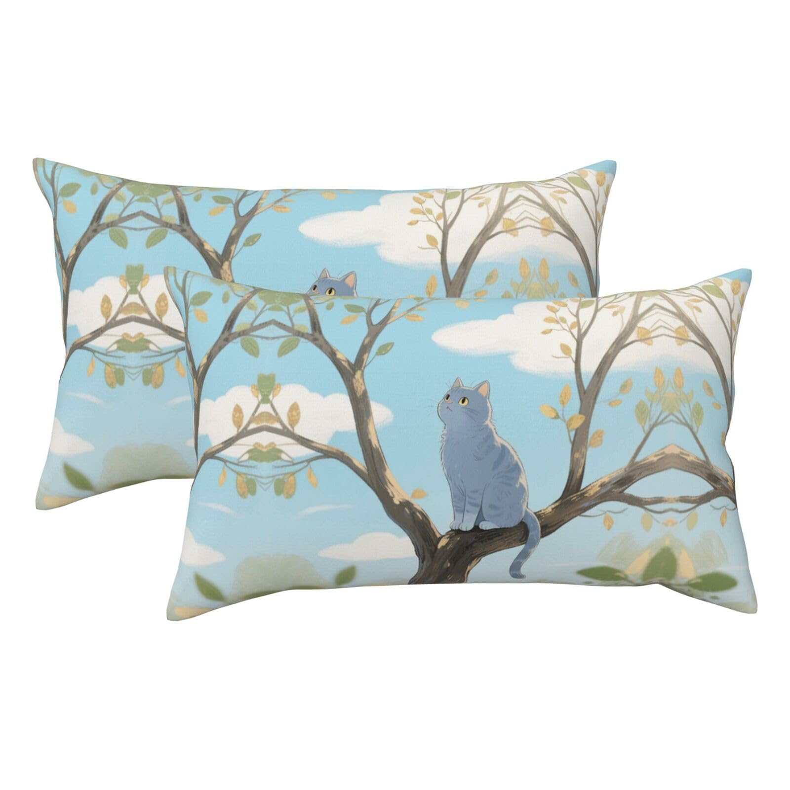 The cat is on the Branch Luxury King Pillowcases Set of 2, Plush Velvet Feel Pillow Covers with Hidden Zipper, Skin & Hair Friendly, 20x36 Inches Pillow Cases for Sleeping Gift