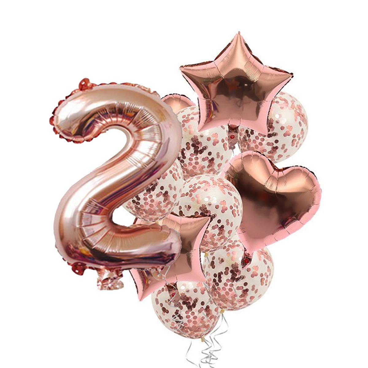 Pop The Party Polyvinyl Chloride (Pvc) 2nd Number Foil Balloon With 2 Digit Balloon For Including Star, Heart And Confetti Balloons, Multicolor | Birthday Decorations Kit (14 Pcs)-image-14