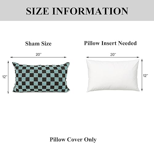 Miniatura 4 de YOUR SMILE Juego de 2 fundas de almohada decorativas de felpilla a cuadros de granja, para sofá, banco y sofá (12 x 20 pulgadas, verdenegro)