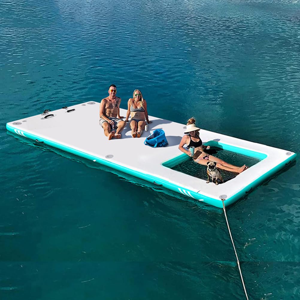 Piattaforma Galleggiante Gonfiabile, Materassino Prendisole per Lago, Piscina e Spiaggia, Zattera Galleggiante per 4-6 Persone Facile da gonfiare