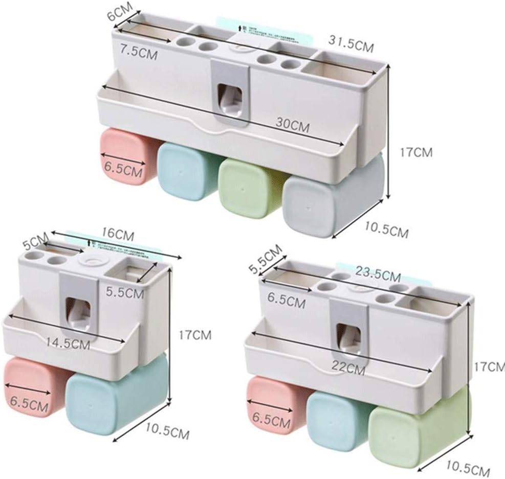 Wall Mounted Toothbrush Holder with Toothpaste Dispenser, Toiletry Items Storage No Drilling on, Set(Small)