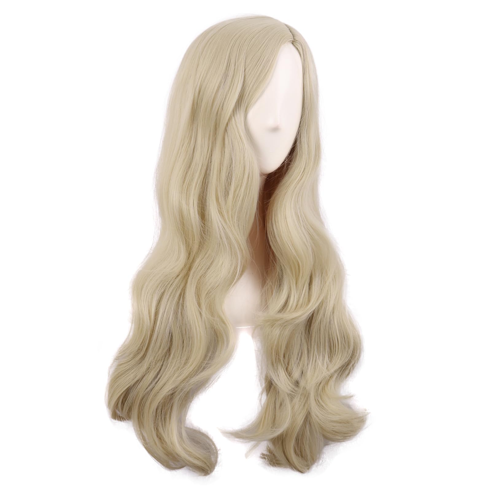MapofBeauty 28 Inch/70 cm Cosplay Long Wavy Curly Synthetic fiber Side Bangs Anime Fashion Party Hair Wig (Blonde) - Image 2