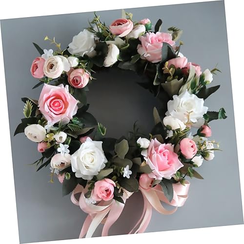Miniatura 6 de NOLITOY Artificial Rose Wreath Wall Hanging Fashion Rose Ring Decor for Home Wedding