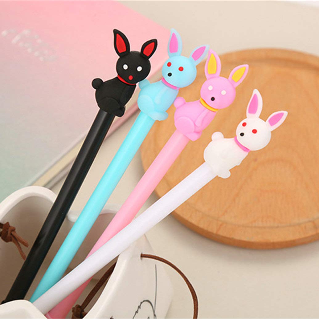 WIN-MARKET Animal Cute Rabbit Gel Ink Pen Cute Kawaii Black Writing Pens Ballpoint Black Ink Gel Pen Party Gift Gel Ink Pens Funny School Stationery