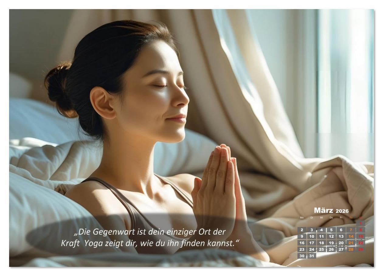 Mit Yoga ins Bett (hochwertiger Premium Wandkalender 2026 DIN A2 quer), Kunstdruck in Hochglanz: Ihr Kalender für Erholung, Entspannung und Achtsamkeit (CALVENDO Gesundheit)