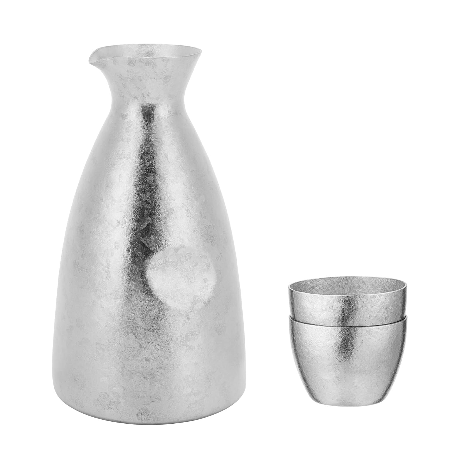 Generic Juego de Sake Japonés Portátil, Elegante Material Ti, Vertido Suave, Actividades Al Aire, Olla de 390ML + 2 Tazas de 40ML (Olla de sake cóncava + 2 tazas [Estilo flor de)