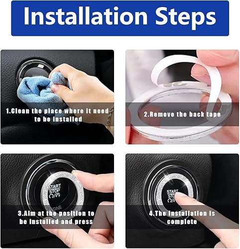 Miniatura 7 de Ziciner Paquete de 2 posavasos brillantes para automóvil con tapa para botón de inicio y parada, almohadilla de goma suave con diamantes de