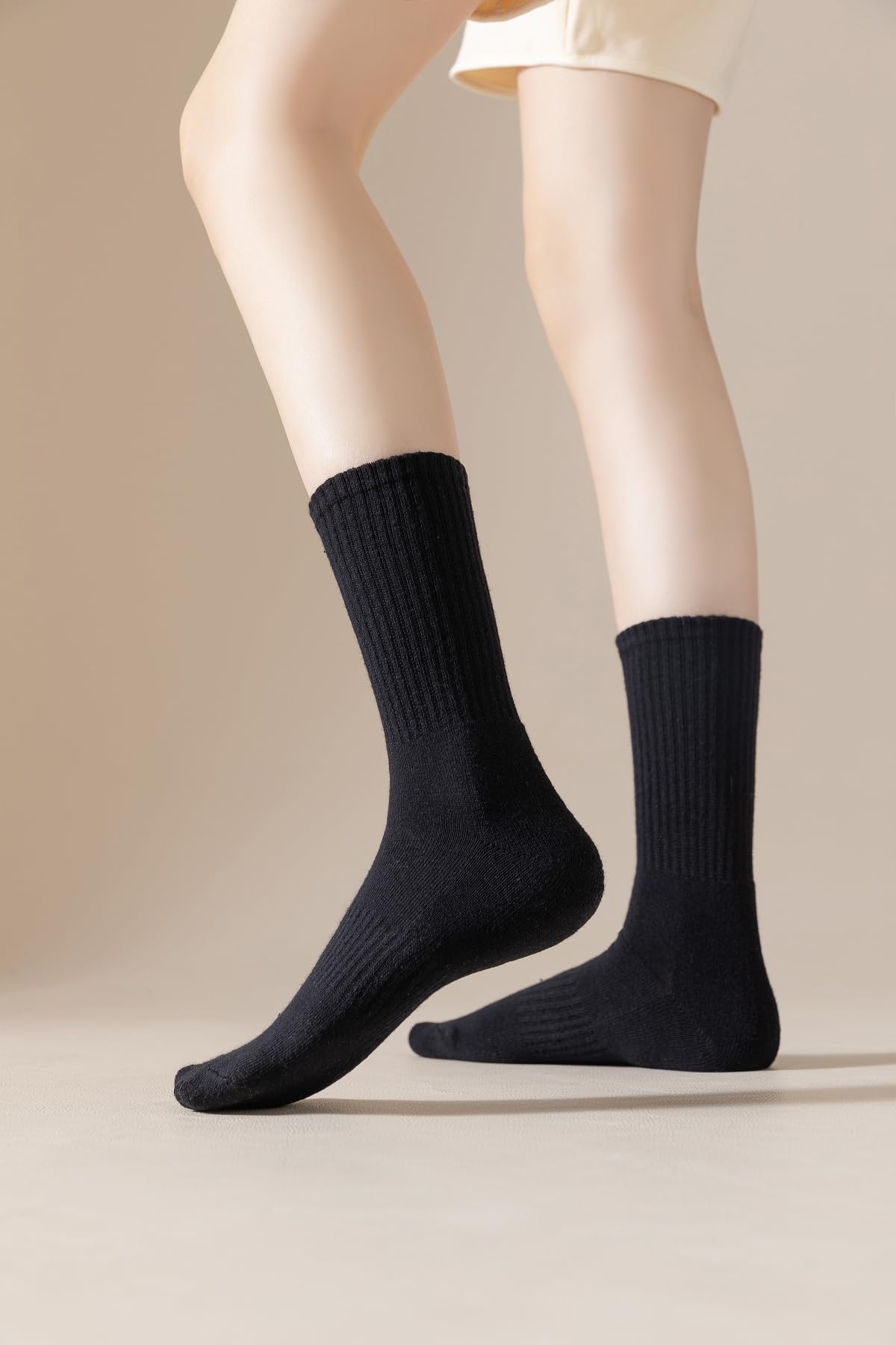 Irisbear - Calcetines de algodón acolchados para mujer, para correr, senderismo, atletismo, largos, 5 pares