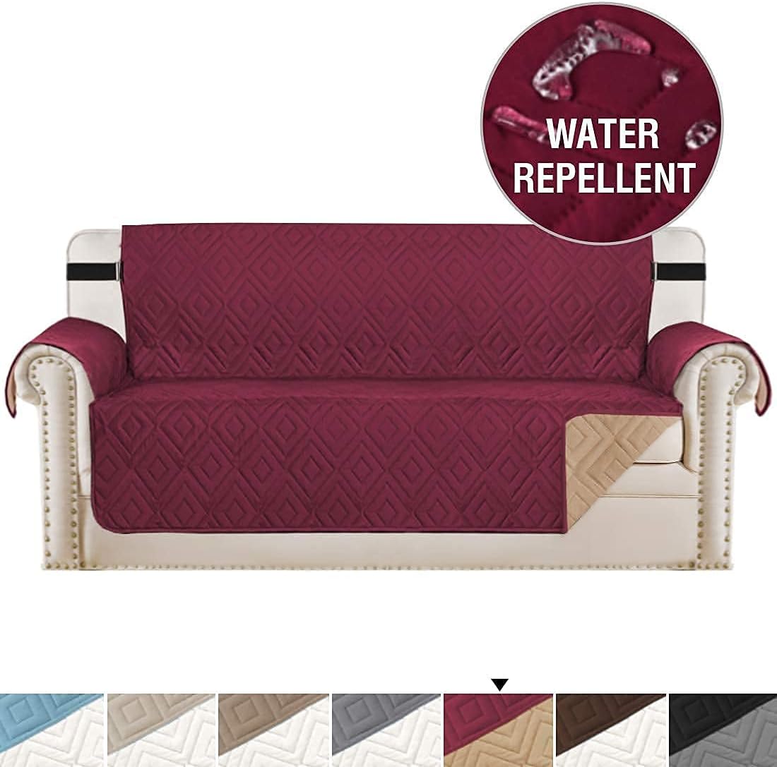 H.VERSAILTEX Reversible Sofa slipcover Bundles Loveseat slipcover, Burgundy