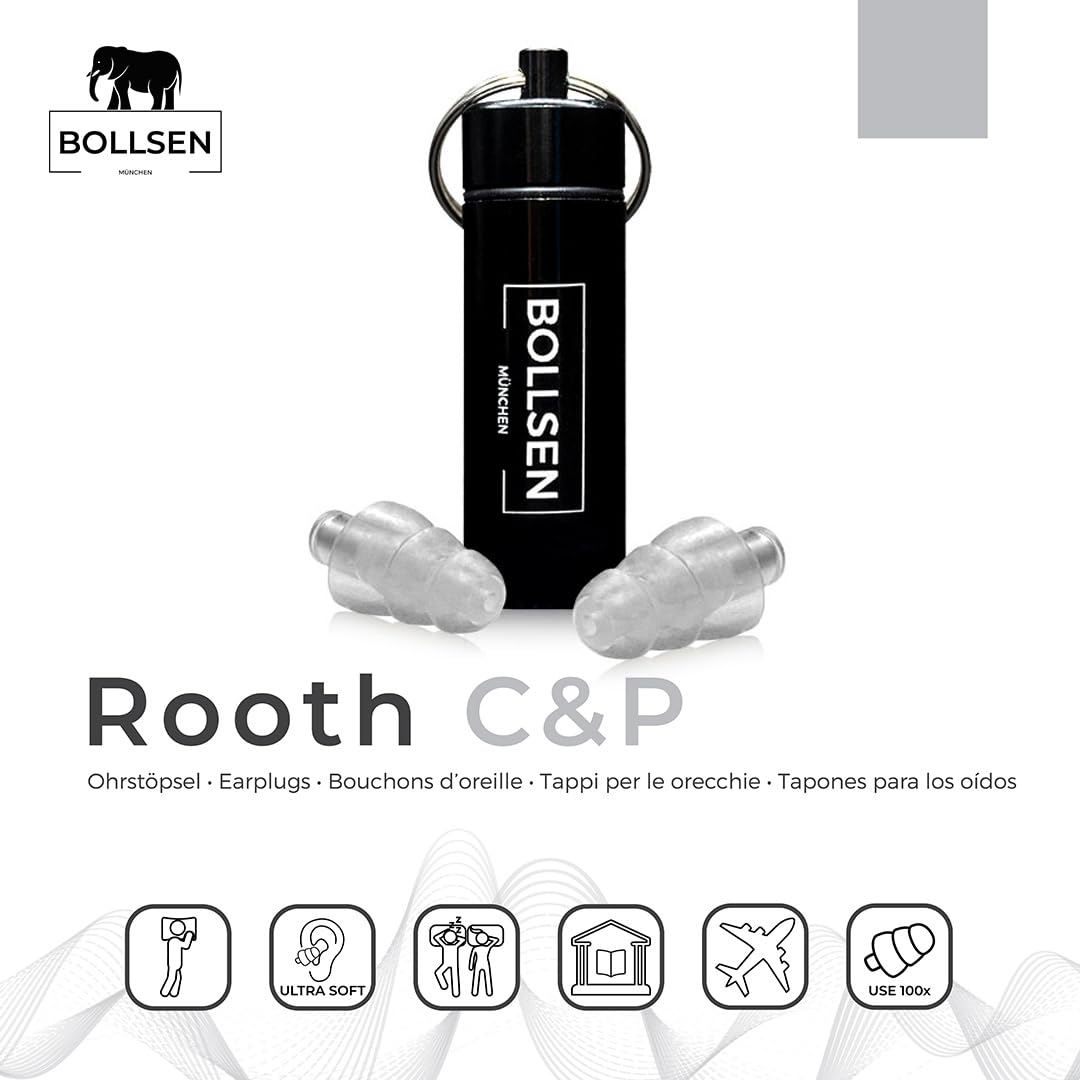 Tappi per le Orecchie Rooth C&P per il Sonno - Tappi Anti-Russamento - Riduzione del Rumore di 25 dB - Comodi per il Giorno e la Notte - Resistenti e Riutilizzabili fino a 100 Volte (3)